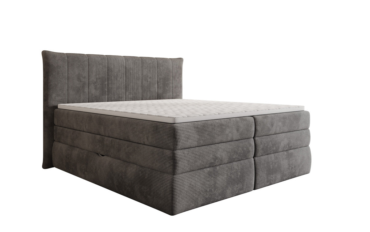 Boxspringbed Stella met opbergruimte in Ribstof