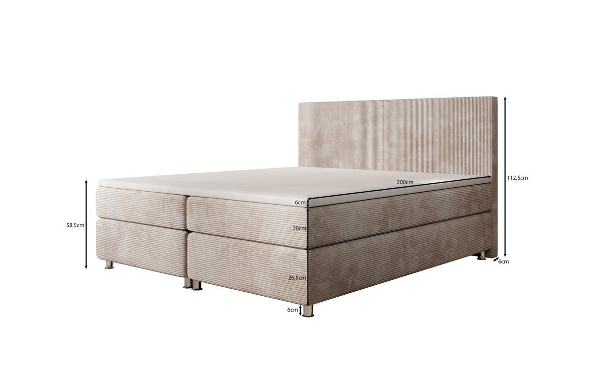 Boxspringbed Athene in Ribstof