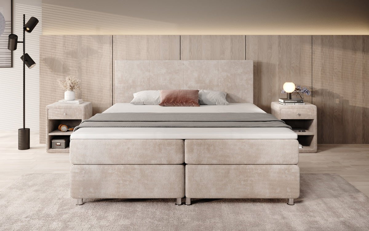 Boxspringbed Athene in Ribstof