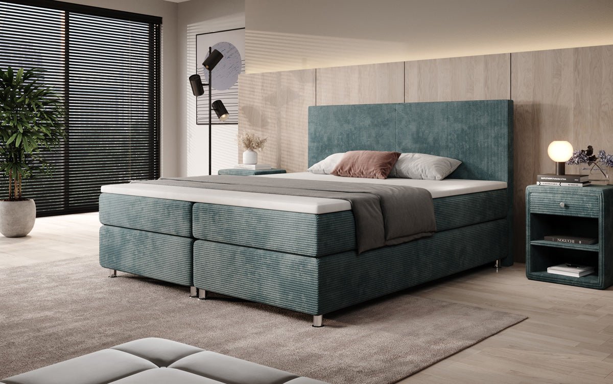 Boxspringbed Athene in Ribstof