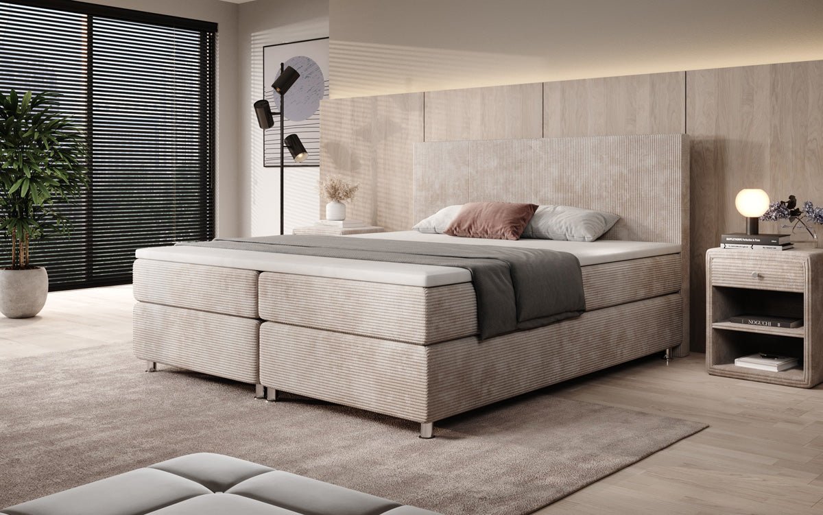 Boxspringbed Athene in Ribstof
