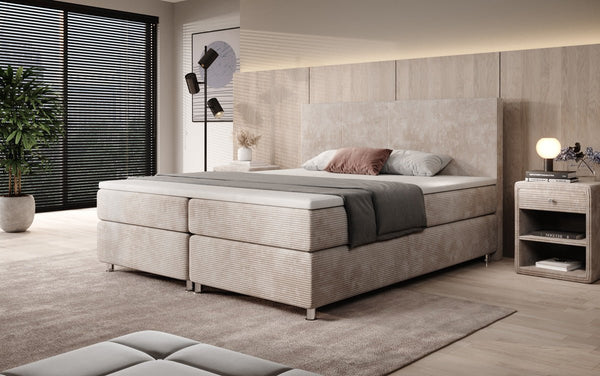Boxspringbed Athene in Ribstof