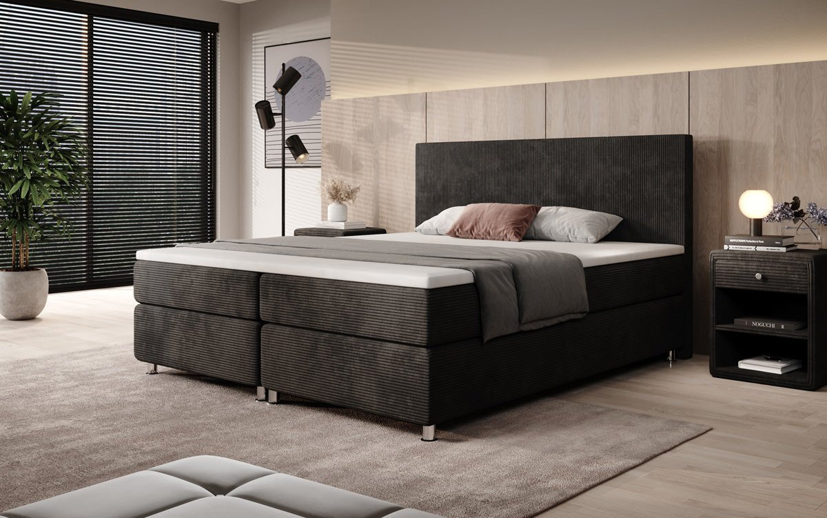 Boxspringbed Athene in Ribstof