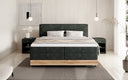 Houten bed/Boxspringbed Nero met opbergruimte in Ribstof