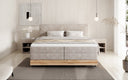 Houten bed/Boxspringbed Nero met opbergruimte in Ribstof