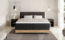 Houten bed/Boxspringbed Nero met opbergruimte in Ribstof