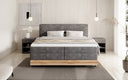 Houten bed/Boxspringbed Nero met opbergruimte in Ribstof