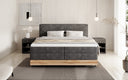 Houten bed/Boxspringbed Nero met opbergruimte in Ribstof