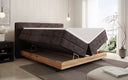 Houten bed/Boxspringbed Nero met opbergruimte in Ribstof