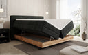 Houten bed/Boxspringbed Nero met opbergruimte in Ribstof