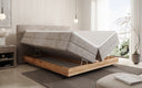 Houten bed/Boxspringbed Nero met opbergruimte in Ribstof