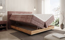 Houten bed/Boxspringbed Nero met opbergruimte in Ribstof