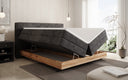 Houten bed/Boxspringbed Nero met opbergruimte in Ribstof