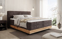 Houten bed/Boxspringbed Nero met opbergruimte in Ribstof
