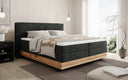 Houten bed/Boxspringbed Nero met opbergruimte in Ribstof