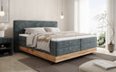 Houten bed/Boxspringbed Nero met opbergruimte in Ribstof