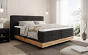 Houten bed/Boxspringbed Nero met opbergruimte in Ribstof