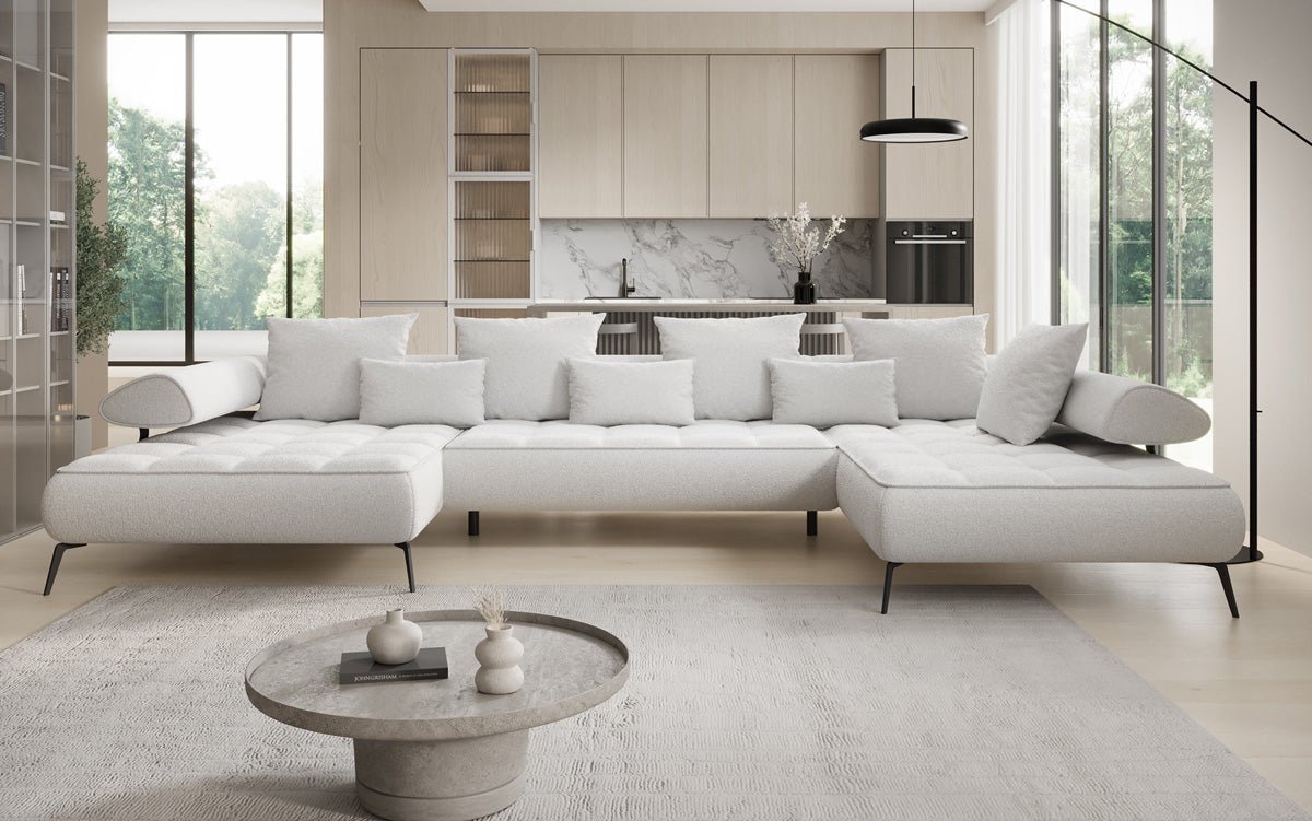 Designer U Sofa Sydney Bouclé with electric sleeping function