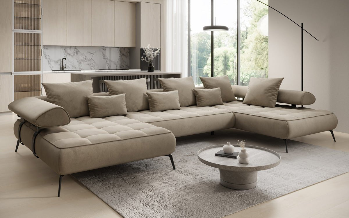 Designer U-bank Sydney Fluweel met elektrische slaapfunctie
