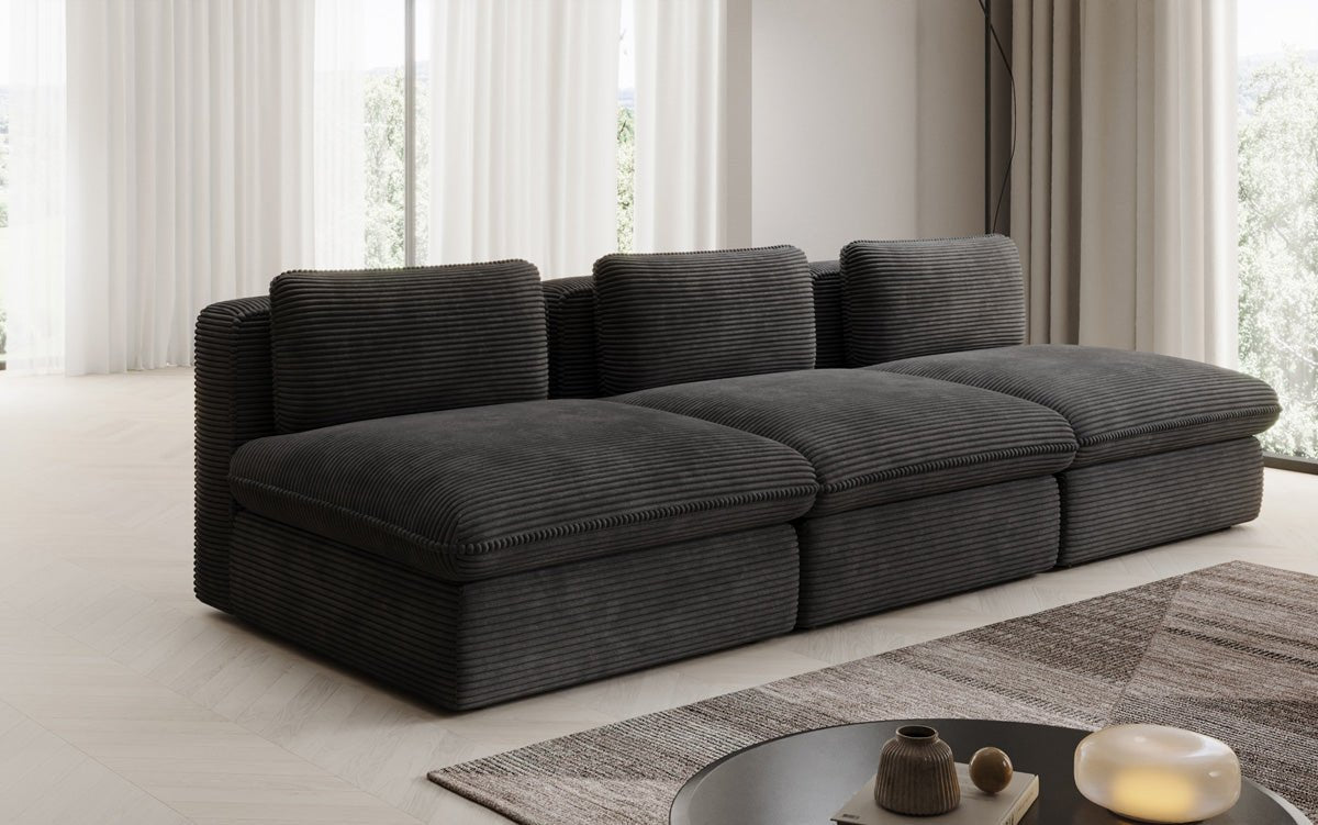 Designerbank Cuddle 3-zits in Ribstof
