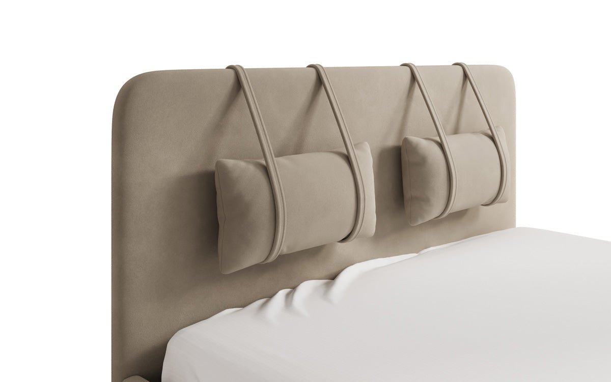 Designer gestoffeerd bed Alma in Fluweel met opbergruimte