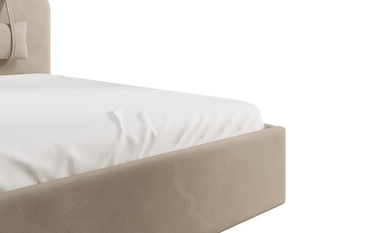Designer gestoffeerd bed Alma in Fluweel met opbergruimte
