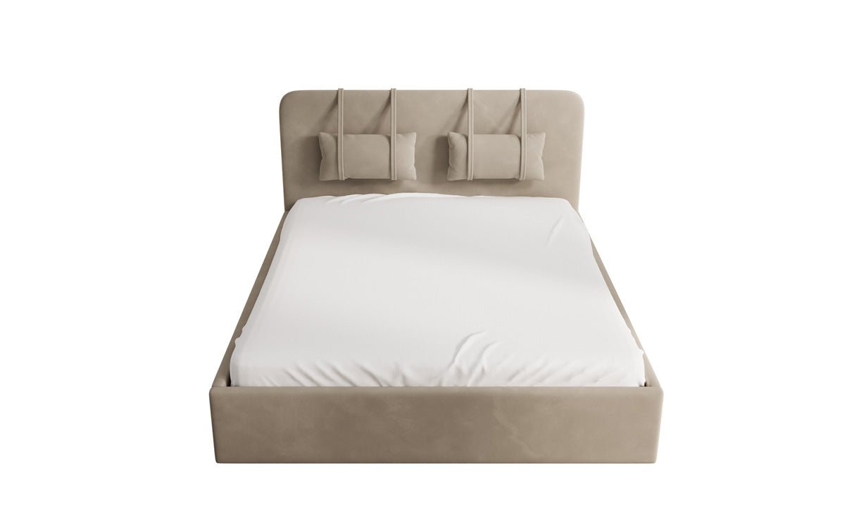 Designer gestoffeerd bed Alma in Fluweel met opbergruimte