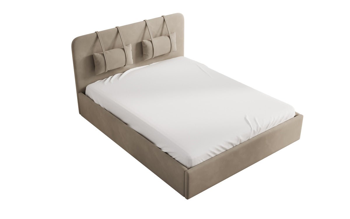 Designer gestoffeerd bed Alma in Fluweel met opbergruimte