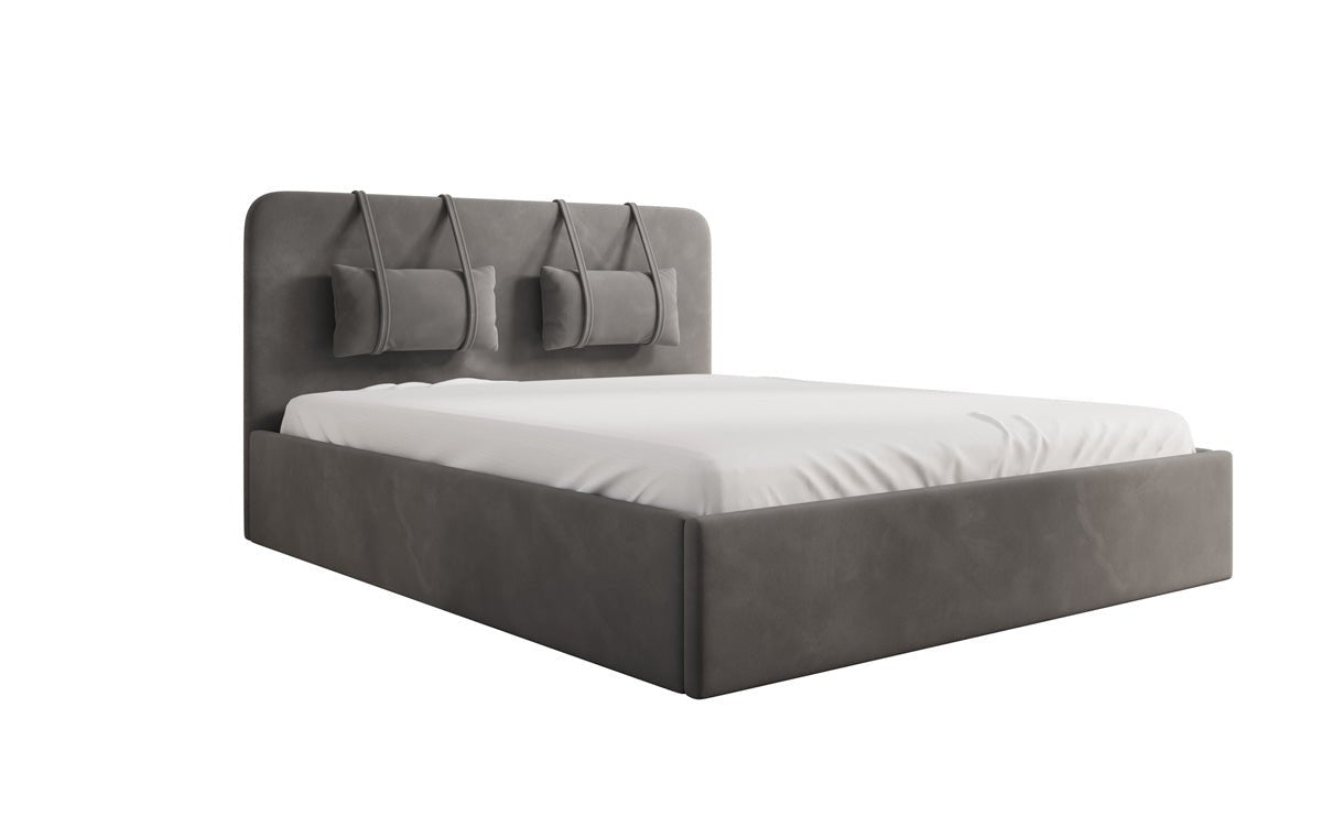 Designer gestoffeerd bed Alma in Fluweel met opbergruimte