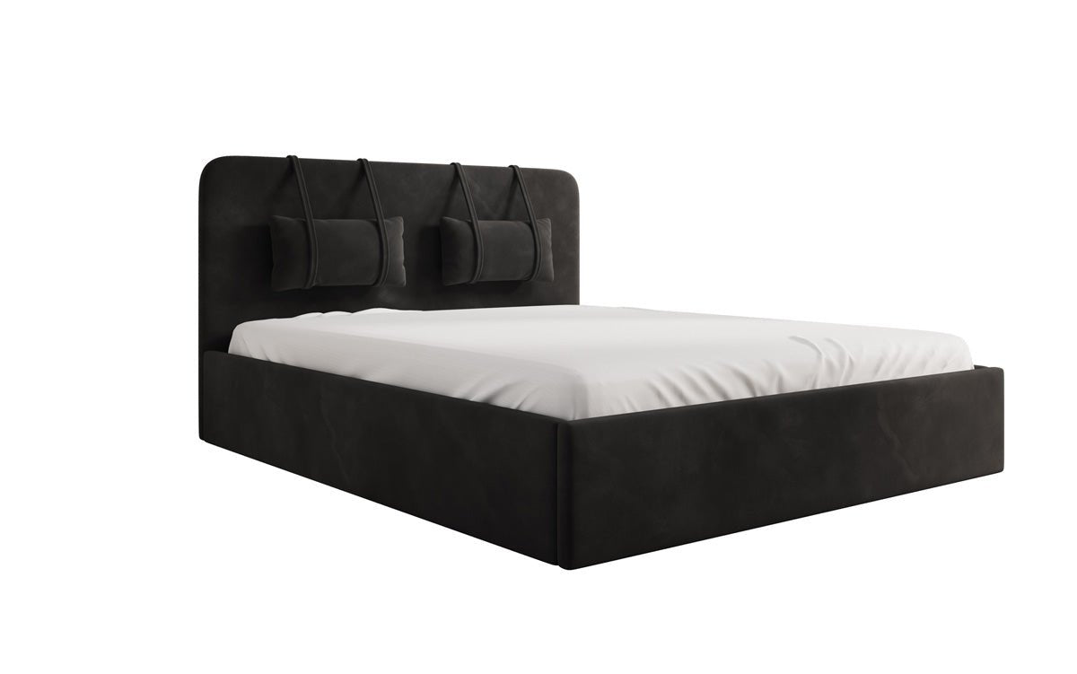 Designer gestoffeerd bed Alma in Fluweel met opbergruimte