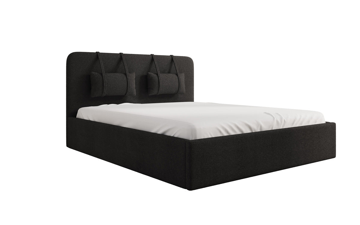 Designer gestoffeerd bed Alma in Bouclé met opbergruimte