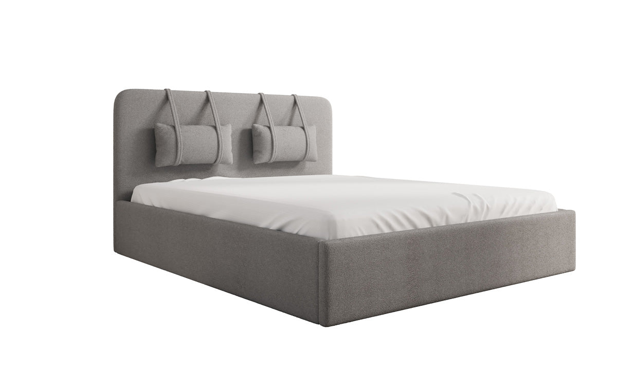Designer gestoffeerd bed Alma in Bouclé met opbergruimte