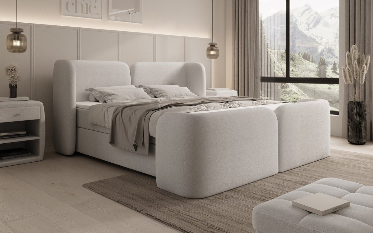 Boxspringbed Riva Bouclé met opbergruimte