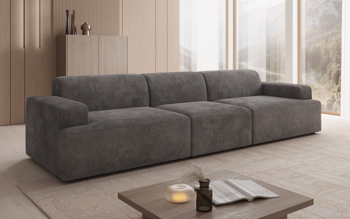 Designbank Monza 3-zits XXL in Ribstof