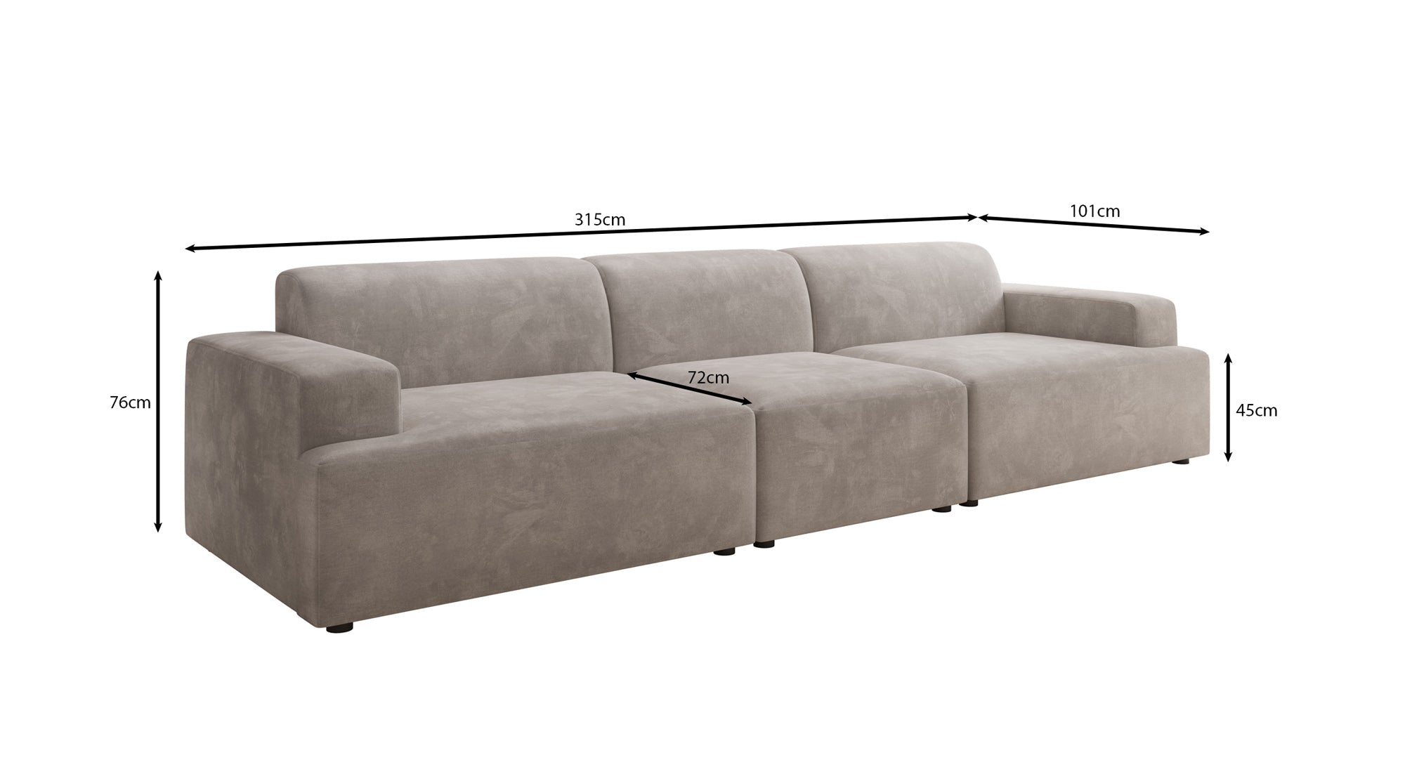 Designbank Monza 3-zits XXL in Fluweel
