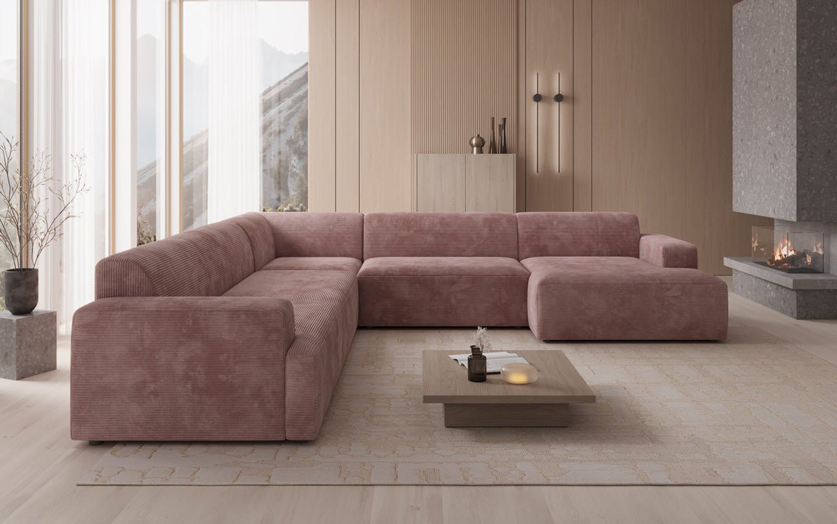 Designerbank Monza woonlandschap U XXL in Ribstof