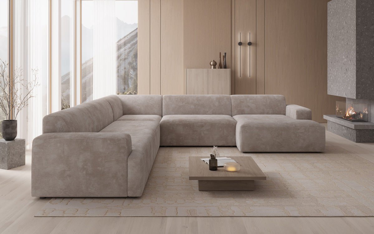 Designerbank Monza woonlandschap U XXL in Ribstof