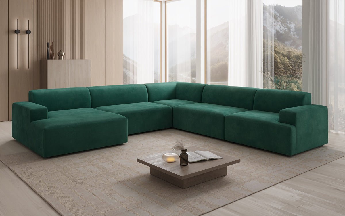 Designerbank Monza woonlandschap U XXL in Fluweel