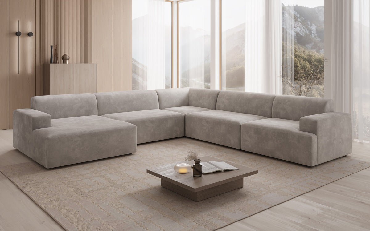 Designerbank Monza woonlandschap U XXL in Fluweel