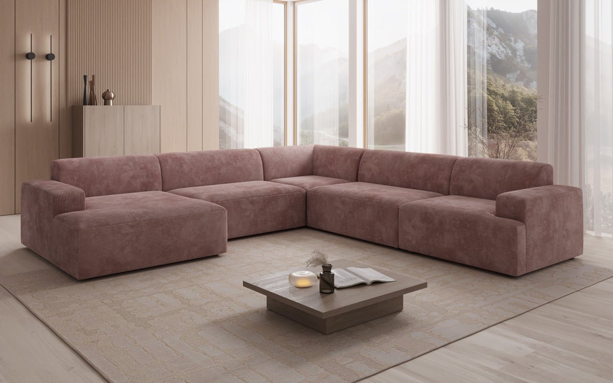 Designerbank Monza woonlandschap U XXL in Ribstof