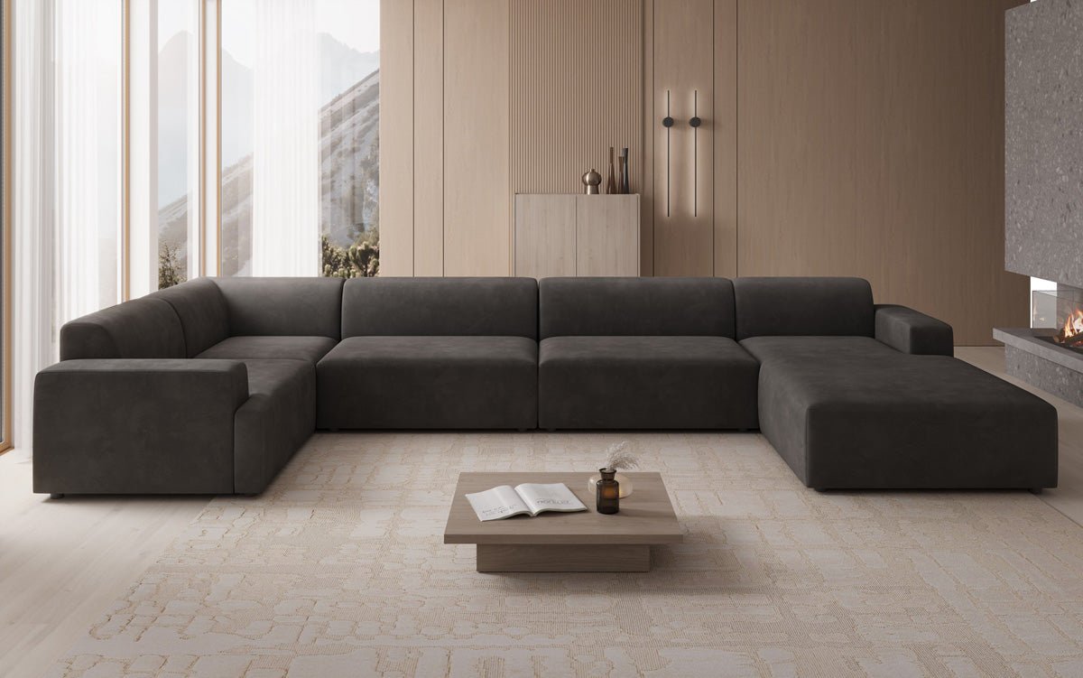Designbank Monza U XXL in Fluweel