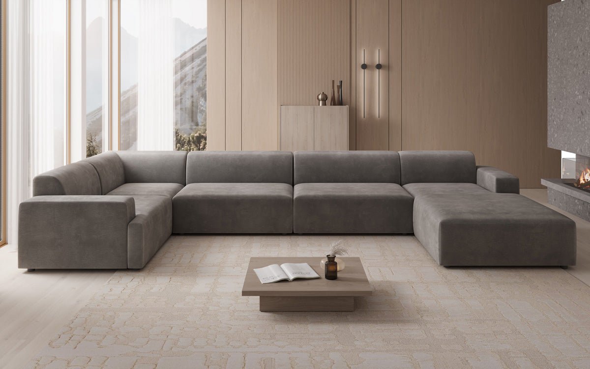 Designbank Monza U XXL in Fluweel