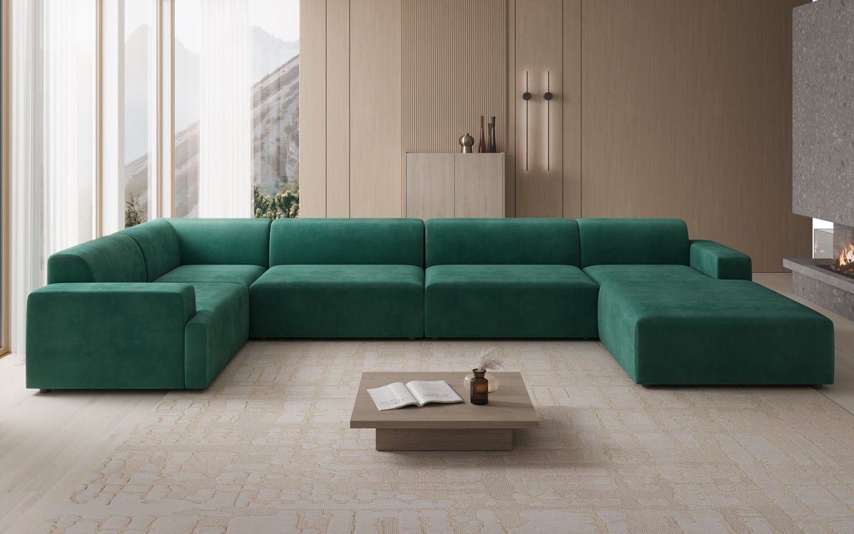 Designbank Monza U XXL in Fluweel