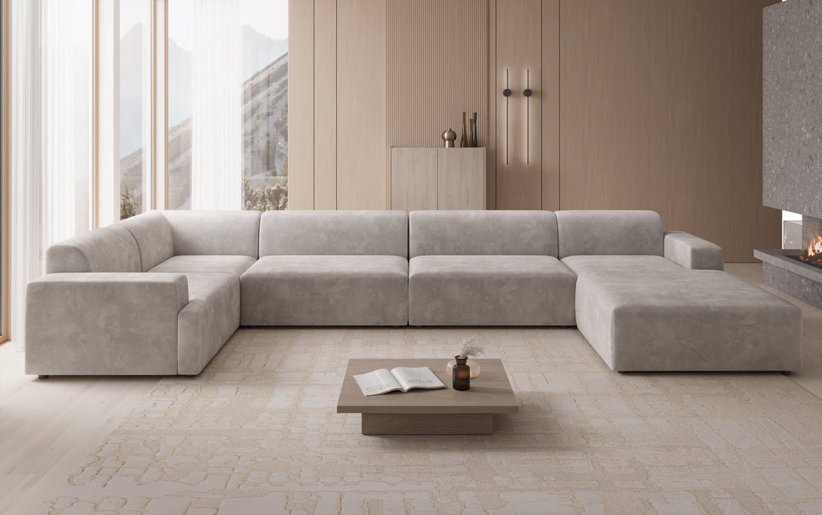 Designbank Monza U XXL in Fluweel