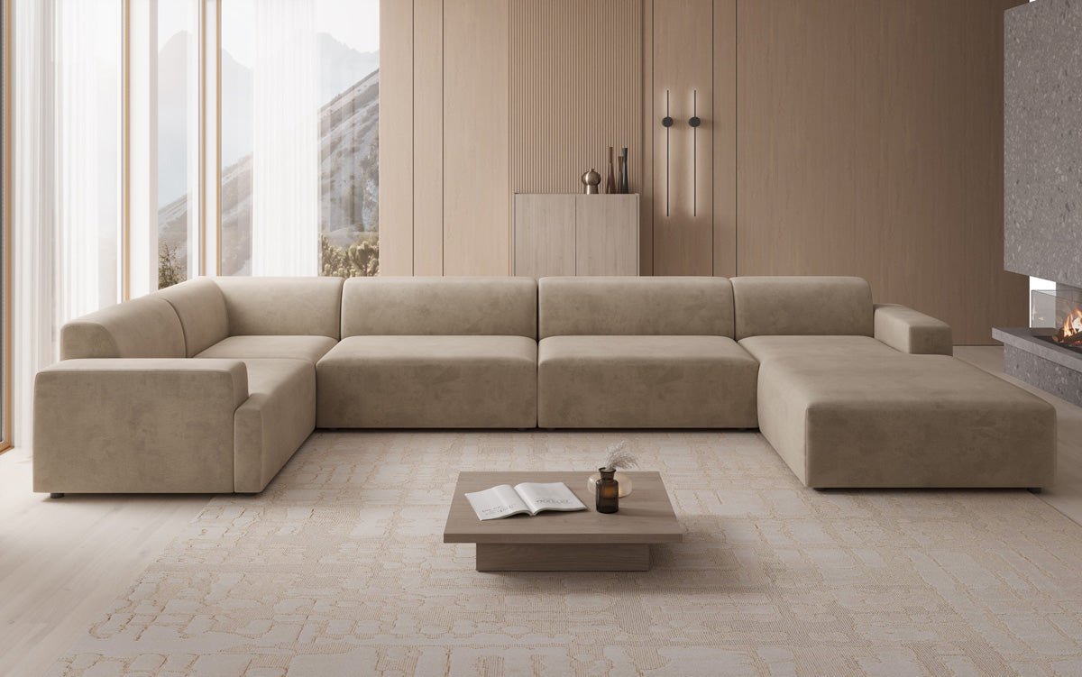 Designbank Monza U XXL in Fluweel