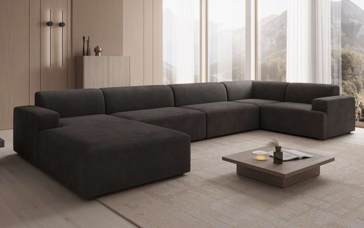 Designbank Monza U XXL in Fluweel
