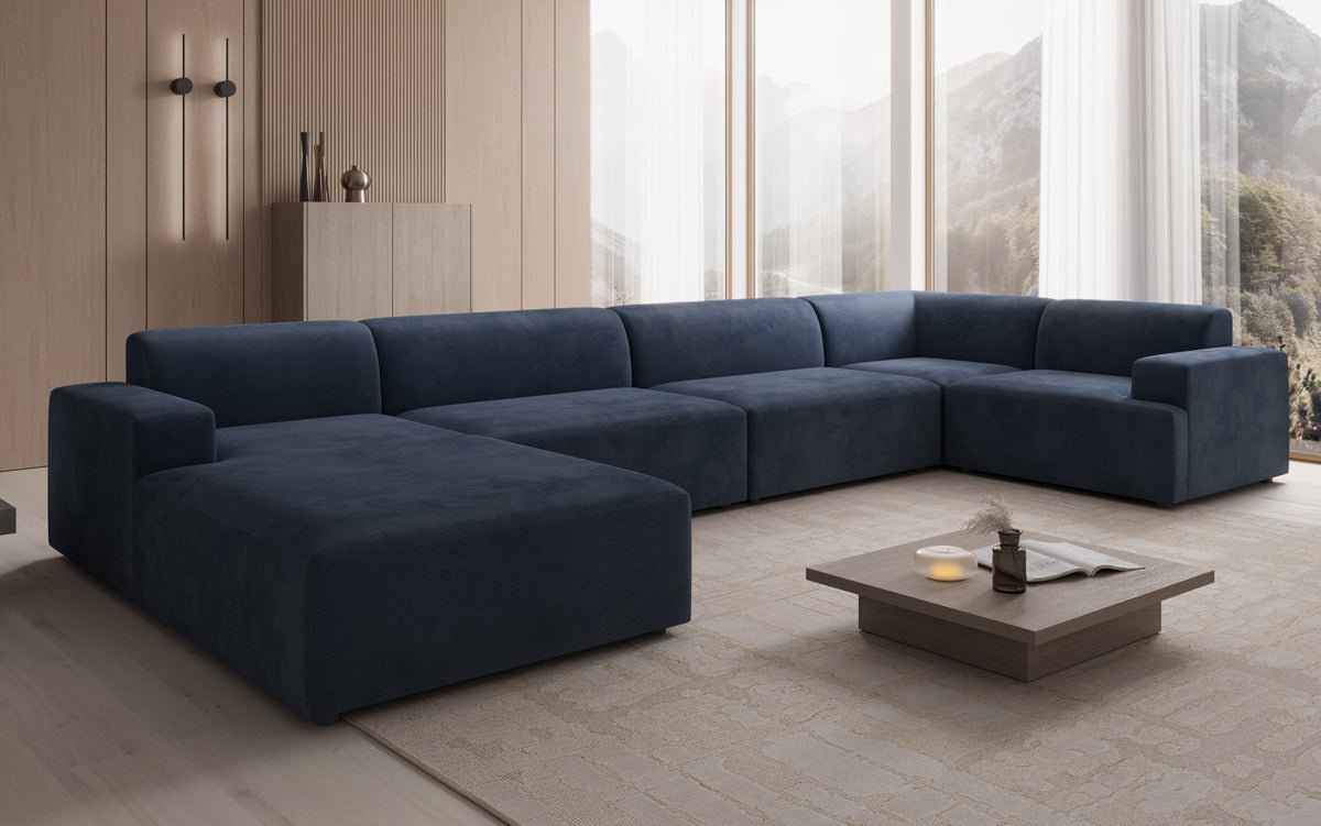 Designbank Monza U XXL in Fluweel