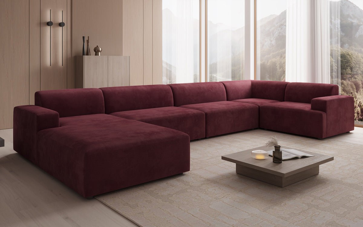 Designbank Monza U XXL in Fluweel