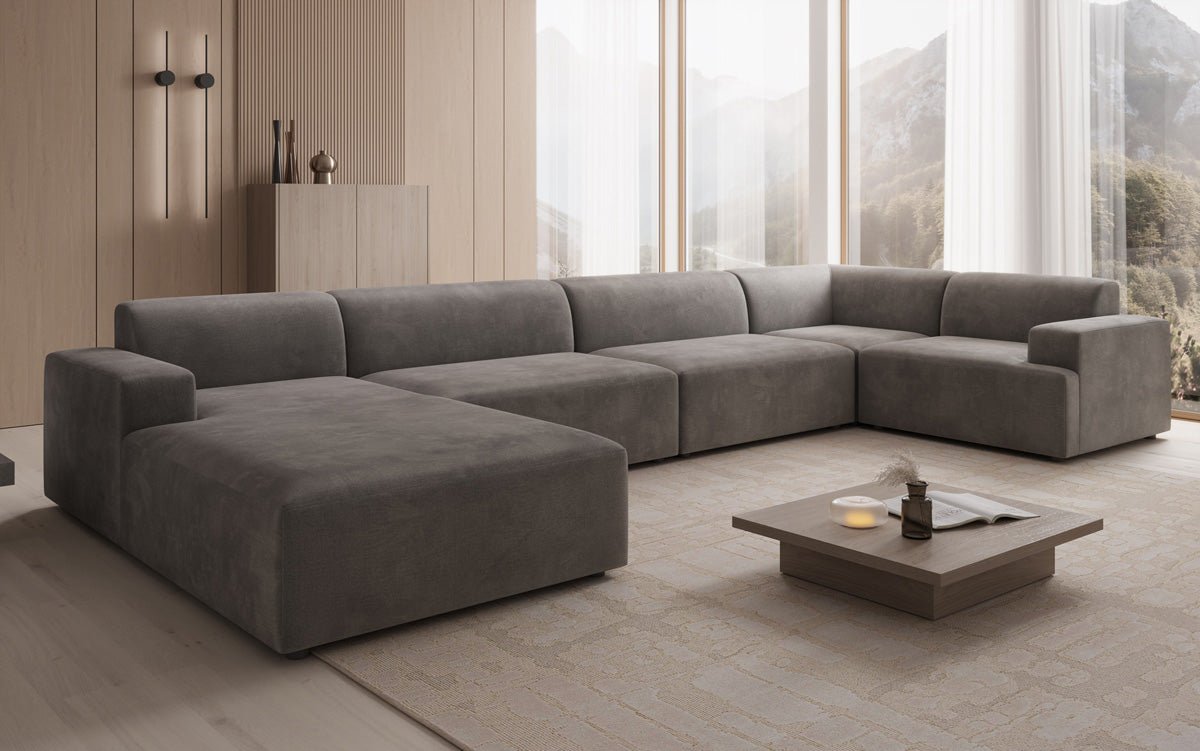 Designbank Monza U XXL in Fluweel