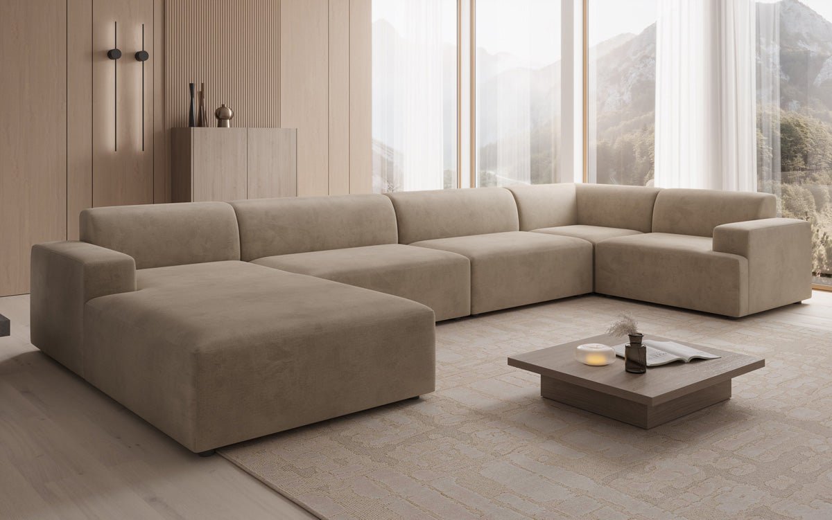 Designbank Monza U XXL in Fluweel